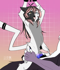 accessory ahegao anal anal_penetration anthro balls blush bodily_fluids bound breasts butt countershading cum cum_inside dripping duo erection eye_roll femboy fur furgonomics genital_fluids genitals geometric_background grey_torso grid_background hair hands_tied heterochromia humanoid_genitalia humanoid_penis looking_pleasured male male/male male_anthro male_penetrated male_penetrating male_penetrating_male mostly_offscreen_male nude nude_anthro nude_male pattern_background penetration penis projectile_cum reverse_countershading sex simple_background slim slim_anthro slim_male small_balls tail tail_accessory tailband tears tears_of_pleasure hitoya69 canid canine felid feline fox mammal 2025 digital_media_(artwork) watermark