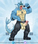 2021 abs anthro anthrofied aquatic_dragon arm_tattoo balls belt biceps big_balls big_penis blue_body blue_scales bone boots bottomwear bracelet chaps clothed clothing crotchless_bottomwear crotchless_clothing crotchless_pants dragon electronics erection eyes_closed facial_hair fin fin_piercing footwear frenum_ladder frenum_piercing furgonomics furry-specific_piercing generation_1_pokemon generation_3_pokemon genital_piercing genitals gyarados hi_res horn humanoid_genitalia humanoid_penis jewelry ladder_piercing leather leather_boots leather_bottomwear leather_clothing leather_daddy leather_footwear leather_pants lightning_bolt long_tail lovkuma male marine metalhead microphone multicolored_body multicolored_scales muscular muscular_anthro muscular_male mustache mythological_creature mythological_scalie mythology nintendo nipple_chain nipple_piercing nipples pants pecs penis penis_piercing piercing pokemon pokemon_(species) pokemorph prince_albert_piercing pyrotechnics rock_out_with_your_cock_out rock_star rockstar scales scalie scrotum_piercing signature singing skull solo solrock speaker spiked_bracelet spikes spray tail tail_fin tan_body tan_scales tattoo text topless triceps two_tone_body two_tone_scales