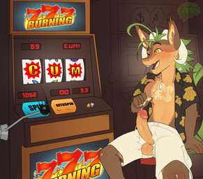 anthro balls blush bodily_fluids bottomwear bovid_horn caprine_horn casino clothing cum cumshot ejaculation fur gambling genital_fluids genitals grass_hair hands-free horn humanoid_genitalia humanoid_penis leaf leaf_tail looking_pleasured male pants penis plant ram_horn shell_necklace shirt shorts slot_machine solo spontaneous_ejaculation tail topwear torn_bottomwear torn_clothing torn_pants unbuttoned_shirt wardrobe_malfunction master_cannibxl kalei_(hydro19) elemental_creature flora_fauna furred_kobold furred_scalie hybrid kobold scalie absurd_res hi_res