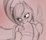 bite blood blush bodily_fluids clothing cutie_mark digital_drawing_(artwork) digital_media_(artwork) duo equid equine feathered_wings feathers female female/female feral friendship_is_magic hair hand_on_butt hasbro horn jrvanesbroek legwear lil_miss_rarity_(mlp_fanfiction) low_res mammal monochrome my_little_pony mythological_creature mythological_equine mythology pegasus rainbow_dash_(mlp) rarity_(mlp) saddle thigh_highs translucent translucent_hair unicorn wings