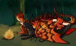 claws duo eyes_closed feral fire fireplace forest heat_(temperature) horn kissing legs_together lying lying_on_ground male male/male on_front on_ground on_side plant tail tree wings hawkathan dreamworks european_mythology how_to_train_your_dragon mythology hookfang_(httyd) toothless dragon fury_(httyd) monstrous_nightmare mythological_creature mythological_scalie night_fury scalie western_dragon