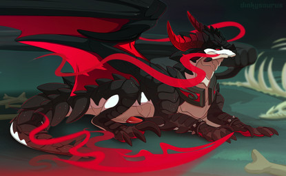aroused black_body blade claws elemental_manipulation feral fire fire_manipulation genitals grin half-erect horn male penis penis_tip presenting red_eyes red_glow red_horn red_penis red_wings scales sharp_tail sickle_claw smile smug smug_grin solo tail tail_blade tapering_penis teasing_look toe_claws weapon_tail wings dinkysaurus european_mythology mythology redshift_(dinkysaurus) dragon mythological_creature mythological_scalie scaled_dragon scalie western_dragon hi_res