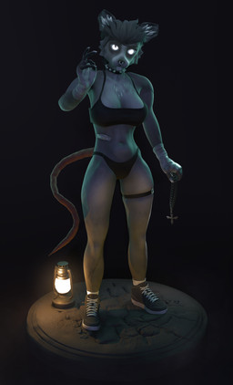 anthro clothing cultist female footwear shoes sneakers solo underwear white_eyes kortik warhammer_(franchise) mammal murid murine rat rodent skaven absurd_res blender_(artwork) digital_media_(artwork) hi_res