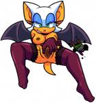 anthro breasts clothing female genitals gloves green_eyes handwear legwear lingerie membrane_(anatomy) membranous_wings nipples pussy seductive smile solo spread_pussy spreading stockings wings amuzoreh sega sonic_the_hedgehog_(series) rouge_the_bat bat mammal hi_res