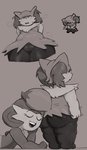 anthro big_butt butt duo eyes_closed face_in_ass featureless_crotch female low-angle_view multiple_angles open_mouth short_stack simple_background smile thick_thighs wide_hips oofrowdy nintendo pokemon gardy_(oofrowdy) scarlet_(oofrowdy) braixen gardevoir generation_3_pokemon generation_6_pokemon pokemon_(species) hi_res monochrome