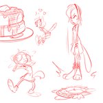 anthro female food happy heart_symbol motion_lines solo toony waffle atrox-c sarah_n._dippity 1:1 digital_media_(artwork) sketch_page