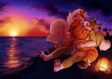 anal anal_penetration anthro balls beach duo genitals holding_face kissing lamp lantern male male/male nude paper_lantern penetration penis seaside sex sunset pickles-hyena nintendo pokemon mr._henderson arcanine canid canine felid feline generation_1_pokemon mammal pokemon_(species)