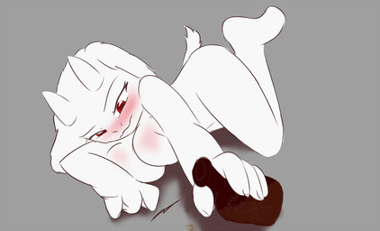 alcohol anthro beverage big_breasts blush bottle breasts container drunk female holding_bottle holding_container holding_object nude red_eyes slightly_chubby solo spider_ale substance_intoxication kamperkiller undertale undertale_(series) toriel boss_monster_(undertale) bovid caprine demon mammal digital_media_(artwork)