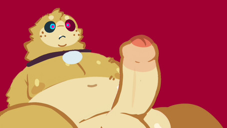 ambiguous_gender anthro bodily_fluids breath collar cum duo ejaculation fangs fat_upper_pubic_area foreskin freckles fur genital_fluids genitals heterochromia jerking_off_another looking_pleasured male male/ambiguous overweight overweight_male penis prince royalty teeth tongue tongue_out yellow_body yellow_fur nutpillow prince_glibbon_(nutpillow) alien 16:9 animated huge_filesize long_playtime no_sound video widescreen