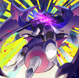 3_fingers anthro biped breasts claws clothed clothed_anthro clothed_female clothing female finger_claws fingers front_view holding_melee_weapon holding_object holding_sword holding_weapon low-angle_view melee_weapon open_mouth pink_eyes purple_body purple_wings solo sword weapon wings tenebscuro nintendo pokemon generation_7_pokemon naganadel pokemon_(species) ultra_beast 2025 digital_media_(artwork) hi_res