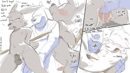 after_sex anal anal_fingering animal_genitalia anthro anthro_on_anthro anus arrogant balls blush blush_lines bodily_fluids bottomless bottomless_anthro bottomless_male bottomwear brown_body captured carrying_another carrying_partner clothed clothed_anthro clothed_male clothing compliment countershade_face countershading cum cum_drip cum_in_ass cum_inside cum_on_leg defeated_hero dialogue dominant dominant_male dripping duo duo_focus ejaculation fingering fingers flaccid forced foreskin fully_clothed fully_clothed_anthro fully_clothed_male fur genital_fluids genitals gesture glowing group hair half-closed_eyes head_tuft holding_object humanoid_hands humiliation imminent_sex immobile interspecies kidnapping larger_dom larger_male long_ears low-angle_view male male/male male_anthro narrowed_eyes nipples no_pupils nub_tail nude nude_anthro nude_male onomatopoeia open_clothing open_mouth open_shirt open_smile open_topwear penetration penis penis_size_difference pink_inner_ear pink_penis pink_tongue plap predator/prey predator_dom_prey_sub reverse_countershading sex shaking shirt short_tail side_view size_difference slim slim_anthro slim_male smaller_male smile sound_effects spread_anus spreading staff standing submissive submissive_male tail talking_to_another tan_body tapering_penis text tongue topwear trembling tuft villainous weapon white_sclera wide_eyed dangpa cruel_serenade mezz_(cruel_serenade) canid canine canis domestic_dog lagomorph leporid mammal rabbit 16:9 colored_sketch comic english_description english_text multiple_scenes partially_colored restricted_palette sketch widescreen