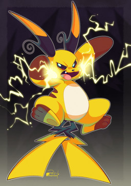 2_tails 3_toes ambiguous_gender electricity featureless_crotch feet feral looking_at_viewer multi_tail open_mouth simple_background solo tail toes tongue tongue_out yellow_body vaporotem nintendo pokemon generation_1_pokemon pokemon_(species) raichu 2026 digital_media_(artwork) hi_res
