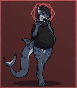 anthro arms_bent black_clothing black_hair black_panties black_underwear bottomless bottomless_anthro bottomless_male brown_background clothed clothing crossed_legs grey_body hair hoodie humanoid_hands looking_at_viewer male notched_ear panties pregnant pregnant_anthro pregnant_male purple_eyes shark_tail sharp_teeth simple_background solo standing teeth toothy_grin topwear underwear bastiel panties_trend zane_(dansharkman) aquatic fish shark 2025 digital_drawing_(artwork) digital_media_(artwork) english_description hi_res trans_(lore) trans_man_(lore)