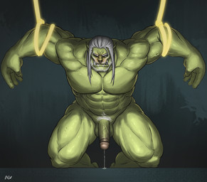 balls facial_piercing fangs genitals green_body green_skin humanoid_pointy_ears male muscular muscular_male muscular_thighs nipples nose_piercing nose_ring penis piercing pointy_ears ring_piercing solo teeth vein veiny_penis abruptus blizzard_entertainment warcraft varok_saurfang_(warcraft) humanoid orc