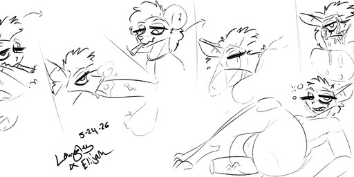 anthro balls big_balls big_penis drugs duo genitals makeup male male/male marijuana oral penis running_makeup smoking smoking_marijuana thick_thighs langley_addler aquatic fish hyena mammal shark spotted_hyena absurd_res hi_res monochrome