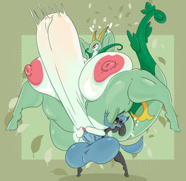 abdominal_bulge anthro areola balls big_balls big_breasts big_butt big_penis breasts butt clitoris duo female genitals huge_balls huge_breasts huge_butt huge_penis huge_thighs hyper hyper_balls hyper_breasts hyper_genitalia hyper_penis larger_female male male/female multicolored_body nipples non-mammal_nipples open_mouth penetration penile penile_penetration penis penis_in_vagina pink_areola pink_nipples red_eyes sex size_difference small_but_hung smaller_male standing standing_sex thick_thighs two_tone_body vaginal vaginal_penetration vulva hyraqwq tasteofchoklit third-party_edit nintendo pokemon generation_4_pokemon generation_5_pokemon pokemon_(species) reptile riolu scalie serperior snake hi_res