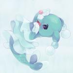 blue_body bodily_fluids crying daww female feral fin looking_at_viewer pseudo_clothing simple_background solo tears l33l3b nintendo pixiv pokemon brionne generation_7_pokemon mammal marine pinniped pokemon_(species) 1:1 2016 blue_theme hi_res