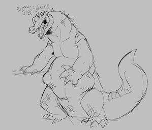animal_genitalia anthro belly belly_expansion claws cloaca expansion genitals happy male male_pred sharp_teeth solo speech_bubble teeth vore ikaro wallace crocodilian reptile scalie digital_media_(artwork) hi_res
