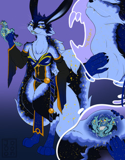 abdominal_bulge anthro blue_body bodily_fluids clothing duo female inside_stomach internal male male/female neck_bulge oral_vore organs saliva stomach vore joooon avali kyuulin absurd_res hi_res