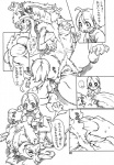 black_and_white blush breast_grab breasts chest_tuft comic duo eyes_closed female feral fur grope hair hand_on_breast hi_res human interspecies japanese_text long_hair male mammal monochrome nezumi_(artist) reptile scalie sleeping text translated tuft