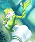 big_breasts bound breasts butt clothed clothing female green_hair hair not_furry rope solo merore nintendo pokemon gardevoir generation_3_pokemon pokemon_(species)