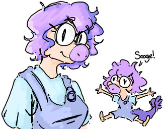 anthro black_eyes clothing duo eyewear feathered_tail feathers female glasses hair long_tail looking_at_viewer male overalls purple_body purple_feathers purple_hair purple_tail round_glasses scales short_hair simple_background smile snout tail tail_tuft tan_body tan_scales tuft white_background faustanon goodbye_volcano_high ko_op_(game_developer) sage_(gvh) dinosaur dromaeosaurid feathered_dinosaur feathered_scalie microraptor prehistoric_species reptile saurischian scalie theropod 2024 digital_drawing_(artwork) digital_media_(artwork)