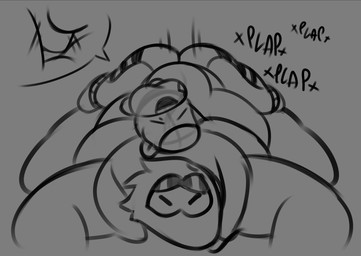 anal anal_penetration anthro anus_focus balls bedroom_eyes clothed clothing duo eyes_closed footwear genitals hat headgear headwear hoodie lying male male/male narrowed_eyes on_front overweight overweight_anthro overweight_male partially_clothed penetration penis plap seductive socks thick_thighs tongue tongue_out topwear henrique_rick nessy_(henrique_rick) wermn animate_inanimate squirmle worm absurd_res hi_res monochrome sketch