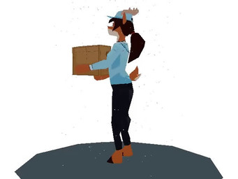 anthro antlers barefoot blue_cap blue_clothing blue_jacket blue_topwear bottomwear box brown_body brown_fur clothing container delivery_(commerce) delivery_employee feet female fur furgonomic_headwear furgonomics hair hat headgear headwear holding_box holding_container holding_object holding_package hooves horn jacket low_poly package pants pivoted_ears ponytail red_nose rotating scut_tail short_tail simple_background snout snow solo standing tail tan_body tan_fur topwear uniform white_background work_uniform bluecoffeedog rue_(the-minuscule-task) cervine deer mammal new_world_deer reindeer 2024 3d_(artwork) 3d_animation 4:3 animated digital_media_(artwork) no_sound short_playtime turntable_(animation) video