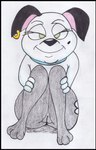 anthro black_body black_ears black_fur female floppy_ears fur genitals green_eyes markings mole_(marking) nude pink_inner_ear pussy solo white_body white_fur young young_anthro young_female reddragonkan 101_dalmatians 101_dalmatians:_the_series disney two-tone_(101_dalmatians) canid canine canis dalmatian domestic_dog mammal