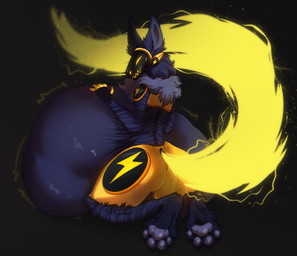 anthro anthro_pred belly belly_on_ground big_belly black_background black_body black_claws black_fur black_markings butt claws fur hand_on_belly hand_on_own_belly huge_belly hyper hyper_belly kneeling looking_at_viewer machine male male_anthro male_pred markings motion_lines paws rear_view simple_background solo striped_body striped_fur striped_markings stripes tail unusual_anatomy unusual_tail vore yellow_claws kysokofwater protogen 2024 colored digital_drawing_(artwork) digital_media_(artwork) hi_res shaded