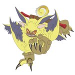 armor claws clothing curled_tail feral fur gauntlets gloves handwear male melee_weapon orange_eyes sharp_teeth solo sword tail teeth weapon winged_arms wings yellow_body yellow_fur chimera_p bandai_namco digimon digimon_ghost_game digimon_(species) lamortmon monster 1:1 hi_res