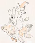 anthro clothing female fur group male simple_background compmq_(artist) disney zootopia judy_hopps nick_wilde canid canine fox lagomorph leporid mammal rabbit red_fox true_fox 2017 hi_res sketch