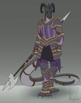 anthro armor halberd knight long_tail male melee_weapon polearm simple_background solo standing tail warrior weapon mystery_(artist) kobold scalie absurd_res hi_res