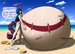 2017 abdominal_bulge adiane_(gurren_lagann) barefoot beach belly big_belly bikini blorp bodily_noises burping clothed clothing cloud dialogue different_sound_effects english_text extended_sound_effect feet female female_pred fully_inside hair hi_res huge_belly humanoid hyper hyper_belly leqha long_hair muffled not_furry offscreen_character onomatopoeia open_mouth outside rumbling_stomach sea seaside shortened_sound_effect solo sound_effect_variant sound_effects speech_bubble squelching standing swimwear tengen_toppa_gurren_lagann text tongue tongue_out vore vowelless vowelless_sound_effect vowelless_vocalization water