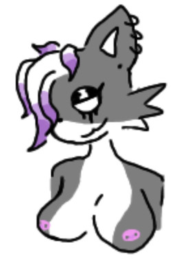 anthro breasts eyeliner female fur grey_body grey_fur makeup mascara piercing solo white_body white_fur emo_eevee hi_res sketch