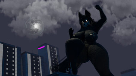 anthro big_breasts black_body black_fur breasts city cityscape clothed clothed_male clothing female fur group larger_female macro male male/female moon night nude nude_female size_difference size_play smaller_male squish thigh_squish trio heathsniff scrag_(modeler) scp_foundation scp-1471-a felid feline humanoid malo mammal 16:9 3d_(artwork) digital_media_(artwork) hi_res widescreen
