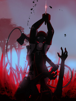 ambiguous_gender anthro blood bodily_fluids bottomless bottomless_anthro buckteeth clothed clothing cybernetic_limb cybernetics duo feet fur gore gun half-closed_eyes headgear headwear holding_knife holding_object holding_weapon killing kneeling knife lying machine narrowed_eyes on_back outside plant ranged_weapon stab tail teeth toes topwear tree weapon frostbite80 cyborg mammal murid murine rat rodent absurd_res digital_media_(artwork) hi_res nonbinary_(lore)
