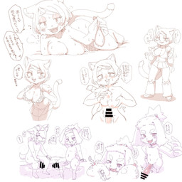 5_toes ahoge anthro bent_legs big_penis blush bodily_fluids bottomwear breasts breath censored_genitalia censored_penis clothed clothing collar condom drooling erection fangs feet female footwear genitals glans group hair hair_over_eye high-angle_view holding_condom holding_object huge_penis humanoid_genitalia humanoid_penis looking_at_viewer male male/female nipples nude nude_female nude_male open_mouth penis saliva sexual_barrier_device simple_background sitting skirt small_but_hung starry_eyes sweat teeth text tied_hair toes tongue tongue_out towel towel_only trio undressing_self vein veiny_penis white_background young young_anthro young_but_hung young_male smd_yubune akel_(smd_yubune) crossel miya_(smd_yubune) canid canine canis domestic_cat domestic_dog felid feline felis mammal 1:1 2025 censored hi_res japanese_description japanese_text translation_check translation_request
