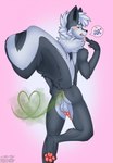 anthro anus balls butt fart fart_heart farting_while_penetrated gassy genitals knot looking_at_viewer looking_back looking_back_at_viewer male nude pawpads penis raised_tail slim smelly solo tail thick_tail y32010g seth_(keithzack) mammal mephitid skunk hi_res