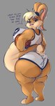 anthro back_rolls basketball_uniform belly big_belly big_breasts big_butt big_cheeks blonde_hair bodily_fluids breasts butt chubby_cheeks clothed clothing double_chin eyelashes fat_rolls female grey_background hair huge_butt leg_rolls obese obese_anthro obese_female overweight overweight_anthro overweight_female side_belly simple_background solo sportswear sweat sweatdrop text uniform rblxeevee looney_tunes warner_brothers lola_bunny lagomorph leporid mammal rabbit 2023 english_text hi_res