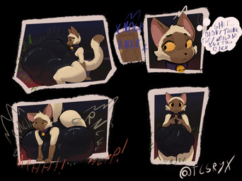 :< all_fours ambiguous_anthro ambiguous_gender ambiguous_pred anthro anthro_pred arm_warmers_(marking) bell bell_collar belly belly_humping belly_on_ground big_belly big_butt big_eyes big_pupils biped black_belly black_body black_border black_clothing black_eyebrows black_fur black_leotard black_nose black_text bloated blue_text bodily_noises body_outline bone bone_breaking bone_imprints bones_in_stomach border brown_arms brown_body brown_ears brown_face brown_fur brown_tail_tip butt calling_for_help cheek_tuft churn closed_frown closed_smile clothed clothed_ambiguous clothed_anthro clothing collar compression_sound_effect cross-eyed crunch crushing_sound_effect curved_text death digestion digestion_noises dipstick_tail distorted_text door ears_up ellipsis eye_roll eyebrows eyes_mostly_closed facial_tuft fatal_vore four_frame_sequence frown frowning_at_viewer fully_inside fur glistening glistening_clothing glistening_leotard green_text grey_text half-closed_eyes huge_belly imprint index_to_index innocent_expression inside jingle_bell jingle_bell_collar knocking knocking_on_door latex latex_clothing latex_leotard leotard looking_aside looking_at_belly looking_at_own_belly looking_at_self looking_at_viewer looking_down looking_down_at_belly looking_down_at_self looking_pleasured lying lying_on_ground markings monotone_belly monotone_butt motion_lines mouth_closed mph! muffled multicolored_body multicolored_fur narrowed_eyes oh_shit on_front on_ground one_ear_up onomatopoeia open_:3 open_mouth open_smile orange_sclera orange_text pink_inner_ear pink_tongue pleading_eyes pointy_ears prick_ears profanity pupils purple_collar purple_text rapid_digestion resting_on_belly rumbling_stomach same_size_vore shortened_sound_effect sitting skull skull_imprint slorsh smile soft_vore solo sound_effect_variant sound_effects standing surprised tail tail_markings tan_body tan_butt tan_fur tan_tail tan_tuft text thought_bubble tight_clothing tight_leotard tongue tuft twitter_handle two_tone_body two_tone_fur two_tone_tail unseen_prey unwilling_prey vore vowelless vowelless_sound_effect vowelless_vocalization warped_text white_text wide_eyed tcsrjx eclair_(tcsrjx) domestic_cat felid feline felis mammal siamese 2025 digital_media_(artwork) digital_painting_(artwork) english_description english_text hi_res painting_(artwork) sequence shaded signature soft_shading male_(lore)