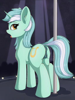 animal_genitalia animal_vulva anus bodily_fluids butt cutie_mark duo equine_genitalia equine_vulva female feral genital_fluids genitals horn pole solo stage stripper_pole vaginal_fluid_string vaginal_fluids vulva negasun friendship_is_magic hasbro my_little_pony mythology lyra_heartstrings_(mlp) equid equine mammal mythological_creature mythological_equine unicorn 2020 3:4 absurd_res digital_media_(artwork) hi_res