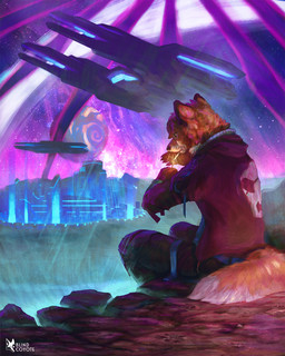 anthro male science_fiction solo space blindcoyote zeldrick canid canine fox mammal red_fox true_fox 4:5 hi_res