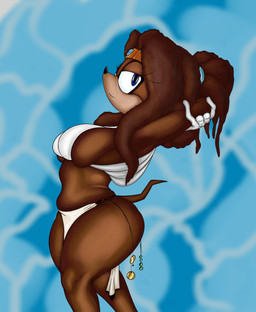 anthro belly big_breasts big_butt blue_eyes bottomwear breast_overflow breasts brown_body butt clothing dreadlocks eyelashes female gloves hands_behind_head handwear jewelry loincloth looking_at_viewer overflowing_breasts side_view slightly_chubby smile smiling_at_viewer solo thick_thighs wide_hips heelipmo sega sonic_adventure sonic_the_hedgehog_(series) tikal_the_echidna echidna mammal monotreme absurd_res colored digital_drawing_(artwork) digital_media_(artwork) hi_res shaded