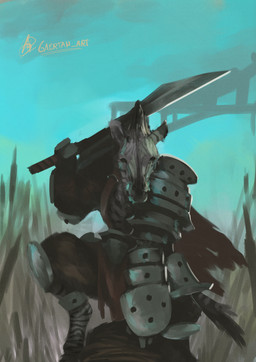 ambiguous_gender anthro armor fantasy kneeling looking_at_viewer melee_weapon outdoor_background outside solo speedpaint sword weapon gaertan equid equine mammal zebra digital_drawing_(artwork) digital_media_(artwork) digital_painting_(artwork) hi_res painting_(artwork) shaded