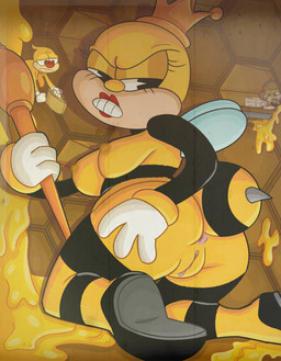anthro anus breasts butt female food genitals honey_(food) macro male office presenting presenting_hindquarters solo vulva weirdkoaladream cuphead_(game) studio_mdhr rumor_honeybottoms arthropod bee hymenopteran insect absurd_res hi_res
