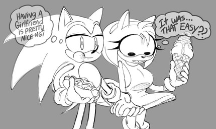 anthro chili_dog dessert duo eating eating_food eyelashes female female_anthro fingers food grey_background hand_holding holding_chili_dog holding_food holding_object hot_dog ice_cream male male/female male_anthro open_mouth simple_background text thought_bubble animation_sensation sega sonic_the_hedgehog_(series) amy_rose sonic_the_hedgehog eulipotyphlan hedgehog mammal 2025 digital_drawing_(artwork) digital_media_(artwork) english_text monochrome