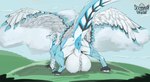 anus blue_anus cloud feathers feral fur genitals huge_thighs hyper hyper_genitalia male muscular puffy_anus raised_tail solo tail thick_thighs white_body spacedragonstyle_(artist) mythology teck dragon feathered_dragon feathered_scalie furred_dragon furred_scalie mythological_creature mythological_scalie scalie hi_res