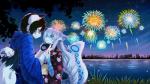 anthro asian_clothing clothing detailed_background distant_city duo east_asian_clothing female fireworks japanese_clothing japanese_festival kimono male male/female night obi romantic romantic_ambiance romantic_couple star water sollyz kalmia kiritsune ambient_arthropod ambient_firefly ambient_insect arctic_fox arthropod beetle canid canine elateroid felid firefly fox insect leopard mammal pantherine poro snow_leopard true_fox 16:9 widescreen