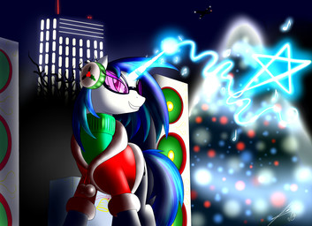 aircraft airplane blue_hair building christmas_tree clothing cutie_mark dead_tree electronics eyeshadow eyewear female glasses glowing hair headphones holidays holly_(plant) horn jacket lights magic makeup multicolored_hair musical_note musical_symbol night outside plant purple_eyes solo standing star sunglasses symbol topwear tree vehicle blueondrive christmas friendship_is_magic hasbro my_little_pony mythology vinyl_scratch_(mlp) equid equine mammal mythological_creature mythological_equine unicorn 2013 hi_res